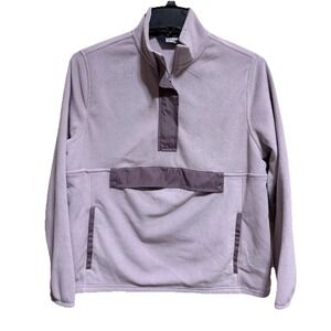 Lands' End Women's Large Lavender Fleece Pullover Half-Zip Snap Pocket